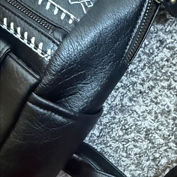 White Mountain Black Faux Leather Embroidered Backpack main image 4